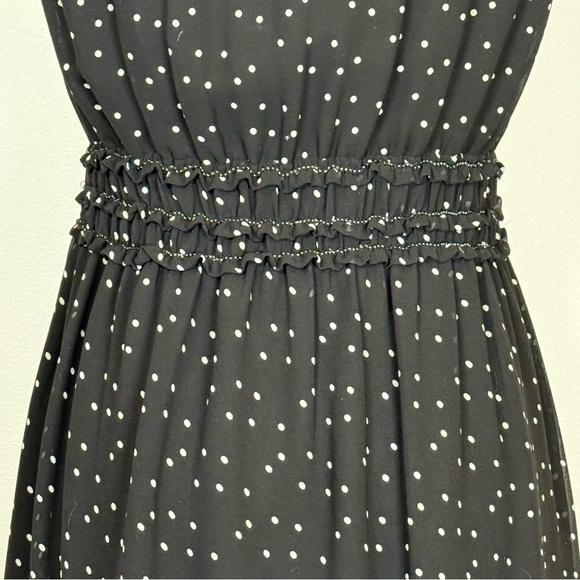 Max Studio Sheer Sleeveless V-Neck Black With White Polka Dots Dress Size Small - Picture 16 of 16